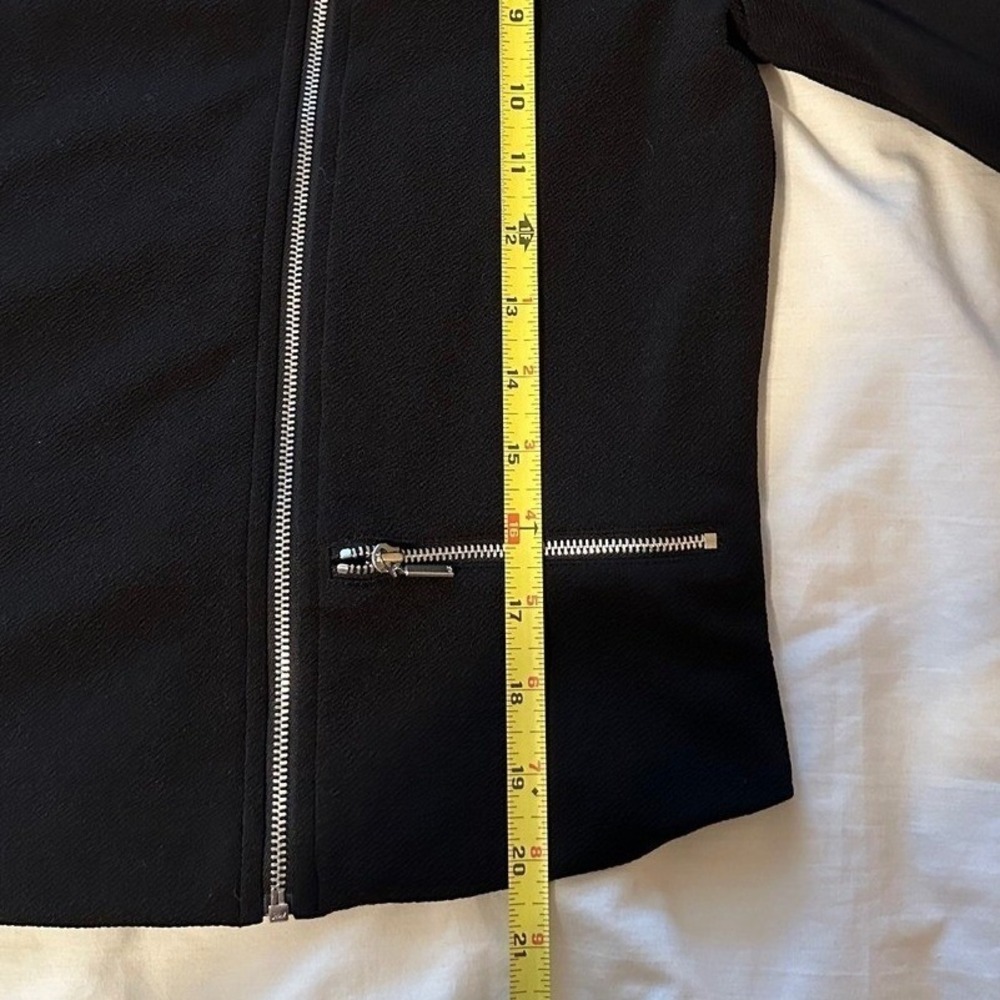 Armani Exchange Moto Jacket Women Black Asymmetrical Zip Textured Crepe Chic L - Picture 5 of 6